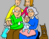 Dibujo Familia pintado por abuelos