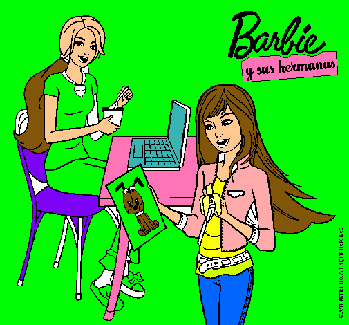 Barbie y su hermana merendando