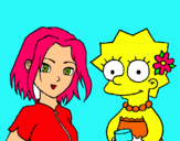 Dibujo Sakura y Lisa pintado por mars2002