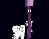 Dibujo Muela y cepillo de dientes pintado por Amigos_DC