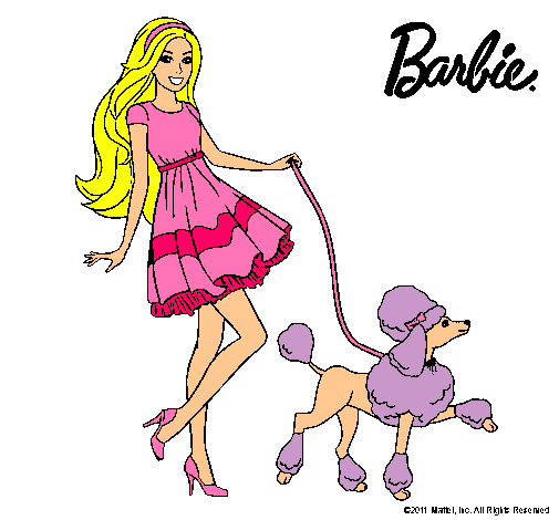 Dibujo Barbie paseando a su mascota pintado por daiyan