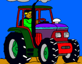 Dibujo Tractor en funcionamiento pintado por anders