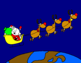 Dibujo Papa Noel repartiendo regalos 3 pintado por JOALBERT