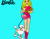 Dibujo Barbie con sus mascotas pintado por anamontana