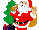 Dibujo Santa Claus y un árbol de navidad pintado por santaclos