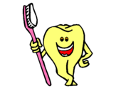 Dibujo Muela y cepillo de dientes pintado por gemabgb