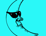 Dibujo Luna con gafas de sol pintado por lupita412