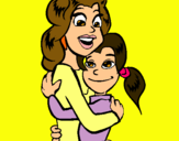 Dibujo Madre e hija abrazadas pintado por ganas