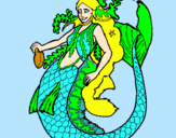 Dibujo Sirena con larga melena pintado por draculaur