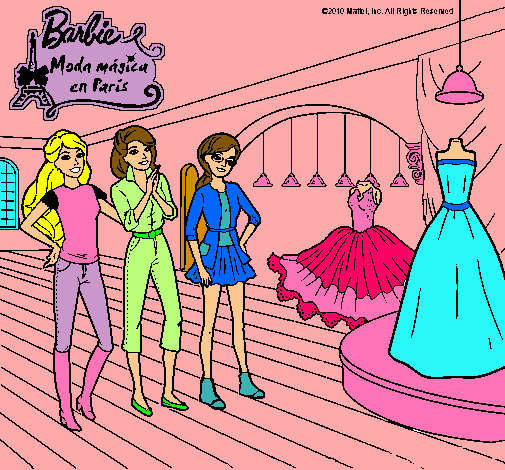 Dibujo Barbie mirando vestidos pintado por CristinaQuesada