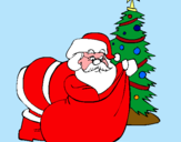 Dibujo Papa Noel repartiendo regalos pintado por bernardito