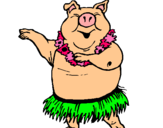 Dibujo Cerdo hawaiano pintado por daNib