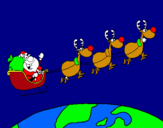 Dibujo Papa Noel repartiendo regalos 3 pintado por jezereth