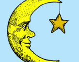 Dibujo Luna y estrella pintado por oiuuuytytttt