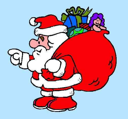 Dibujo Papa Noel con el saco de regalos pintado por bernardito