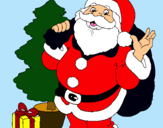 Dibujo Santa Claus y un árbol de navidad pintado por yosssi