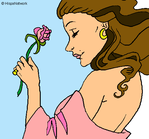 Dibujo Princesa con una rosa pintado por SaraNoelia