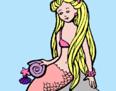 Dibujo Sirena con caracola pintado por draculaur