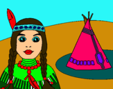 Dibujo India y tepee pintado por marti1