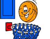 Dibujo Pelota y canasta pintado por basket