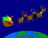 Dibujo Papa Noel repartiendo regalos 3 pintado por carlaymonica