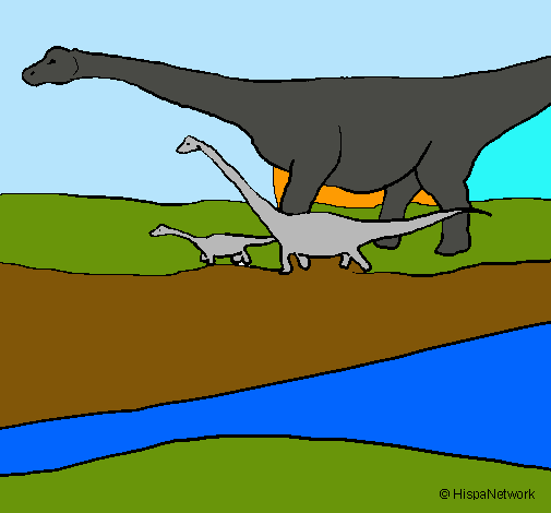 Dibujo Familia de Braquiosaurios pintado por Palolin