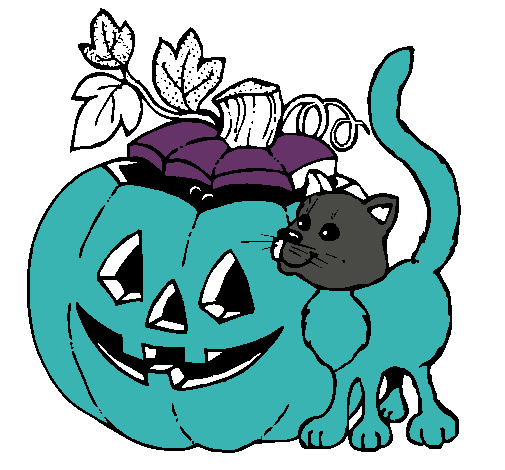 Calabaza y gato