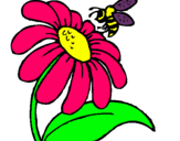 Dibujo Margarita con abeja pintado por wingi