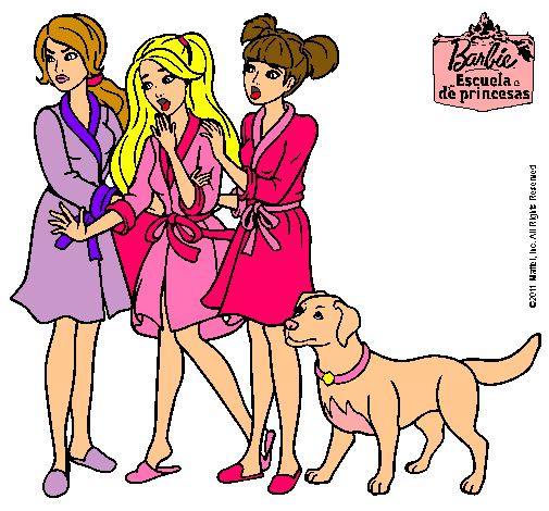 Dibujo Barbie y sus amigas en bata pintado por daiyan