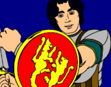 Dibujo Caballero con escudo de león pintado por poya