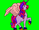 Dibujo Unicornio con alas pintado por juliaprinc