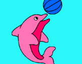 Dibujo Delfín jugando con una pelota pintado por panquesi