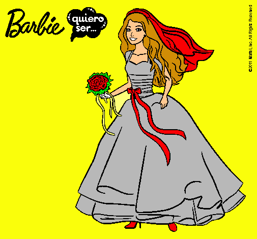 Dibujo Barbie vestida de novia pintado por andreyrams