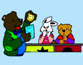 Dibujo Profesor oso y sus alumnos pintado por KINIS