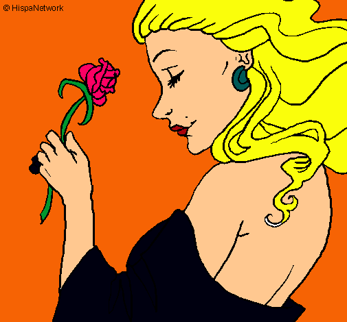 Dibujo Princesa con una rosa pintado por nildred 