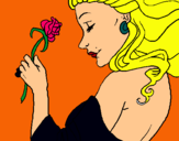 Dibujo Princesa con una rosa pintado por nildred 