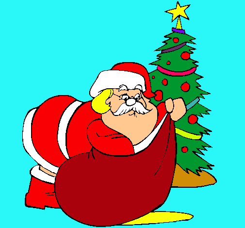 Dibujo Papa Noel repartiendo regalos pintado por SaM_01