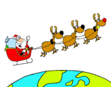 Dibujo Papa Noel repartiendo regalos 3 pintado por ARTURO456