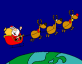Dibujo Papa Noel repartiendo regalos 3 pintado por Rorri