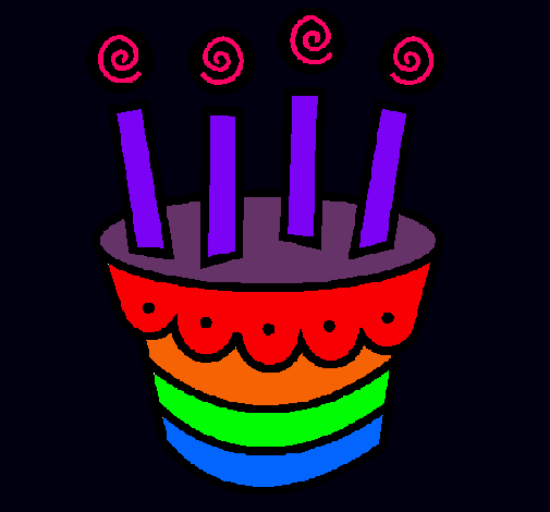 Dibujo Tarta con velas pintado por karladani
