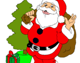 Dibujo Santa Claus y un árbol de navidad pintado por govanny