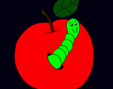 Dibujo Manzana con gusano pintado por ingridpatlan