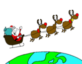 Dibujo Papa Noel repartiendo regalos 3 pintado por lilianaaaa