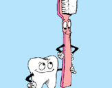 Dibujo Muela y cepillo de dientes pintado por josa
