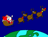 Dibujo Papa Noel repartiendo regalos 3 pintado por kjjfndfhgfhg