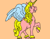 Dibujo Unicornio con alas pintado por unicordio