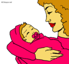 Dibujo Madre con su bebe II pintado por peque11