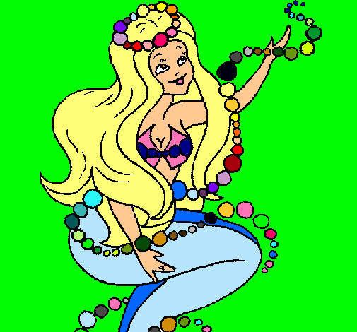 Dibujo Sirena entre burbujas pintado por AGUCHI