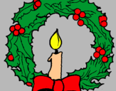 Dibujo Corona de navidad y una vela pintado por indoiak