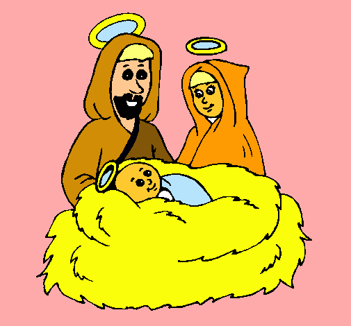 Dibujo Natividad pintado por abuelos